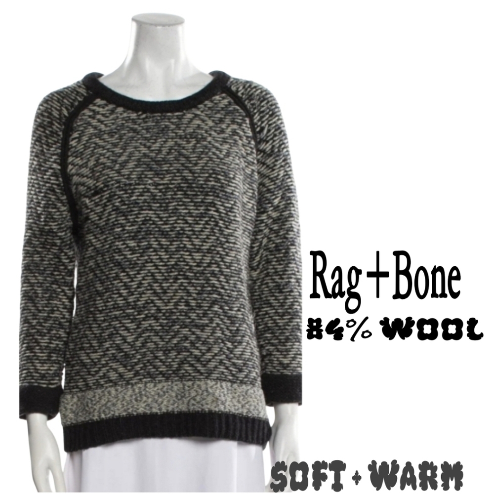Sale Rag & Bone Monochrome Wool Sweater pullover Blue & Gray M